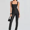 Jumpsuits*Retrofete Viper Coated Denim Catsuit Coated Black