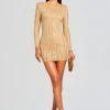 RETROFÊTE*Retrofete Virginia Embellished Knit Dress Tannin