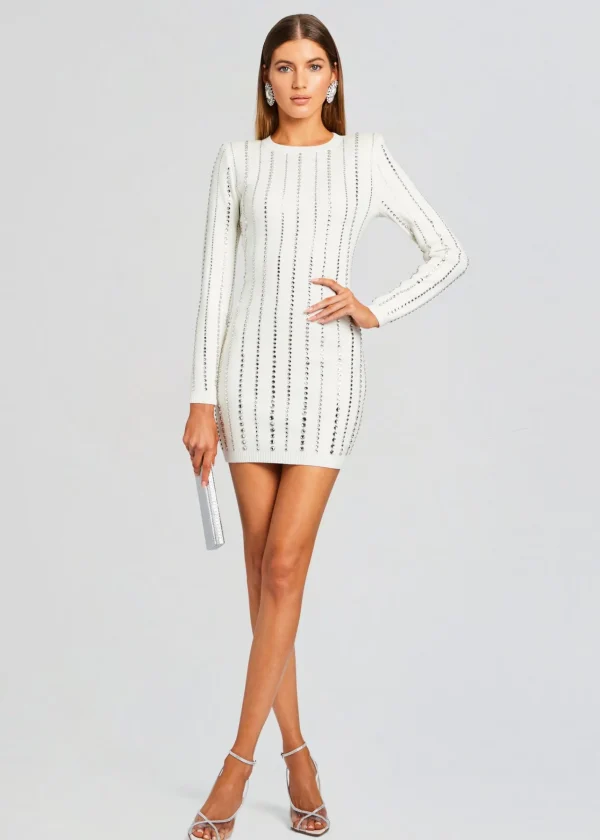 The Destination Bride*Retrofete Virginia Embellished Knit Dress White