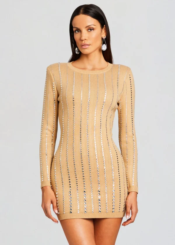 Neutral Moments*Retrofete Virginia Embellished Knit Dress Tannin