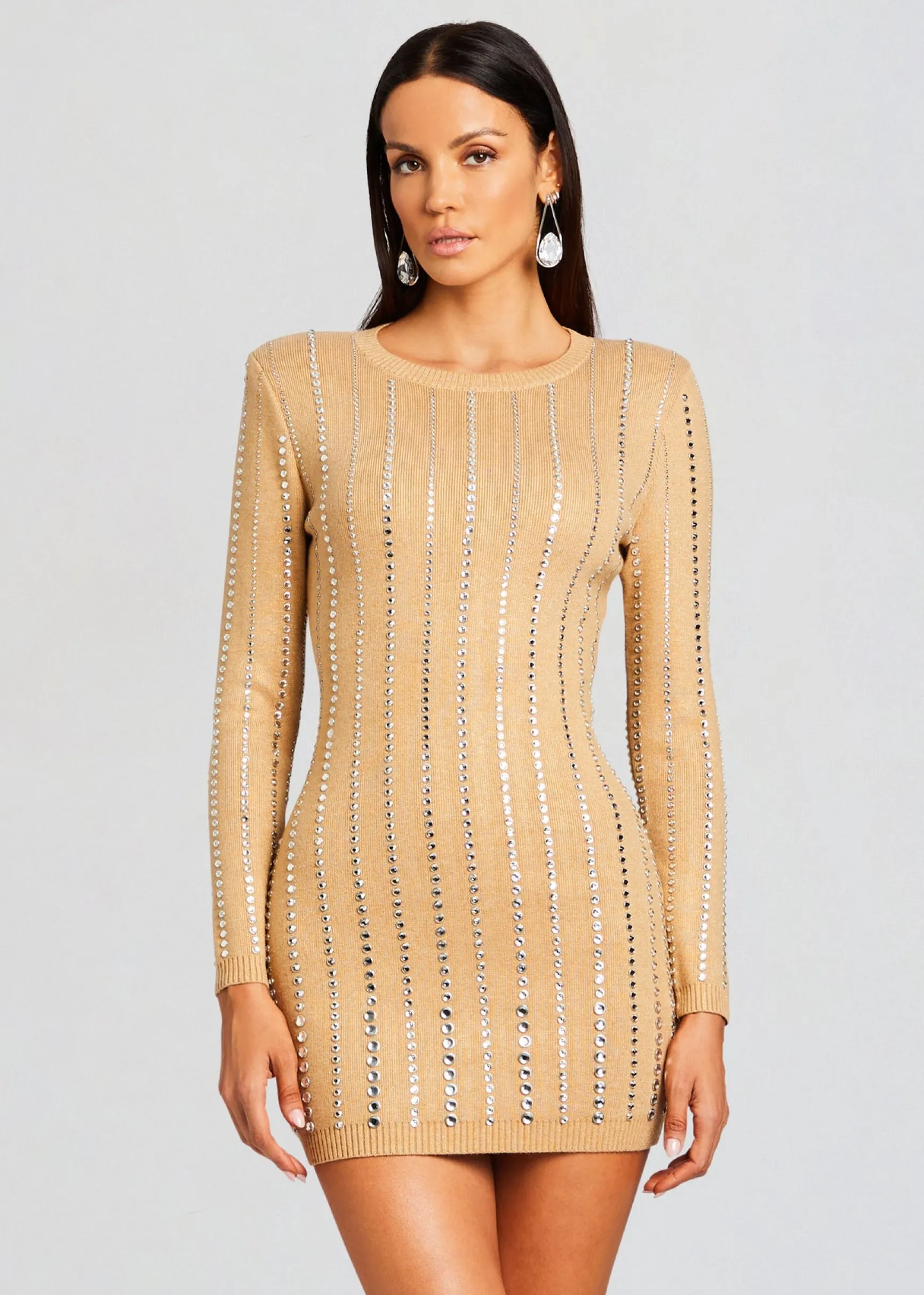 virginia_embellished_knit_1-7.webp Dresses*Retrofete Virginia Embellished Knit Dress Tannin