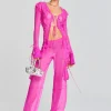 Sheer Bliss*Retrofete Viviane Silk Chiffon Pant Neon Pink