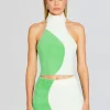 Spring Knits*Retrofete Wilma Fuzzy Crop Top Pistachio/Cream