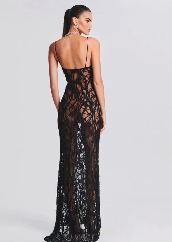 Guest Of*Retrofete Winnie Embellished Lace Dress Black