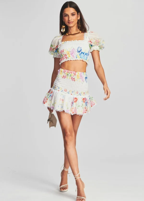The Destination Bride*Retrofete Yane Short Skirt Garden White Print