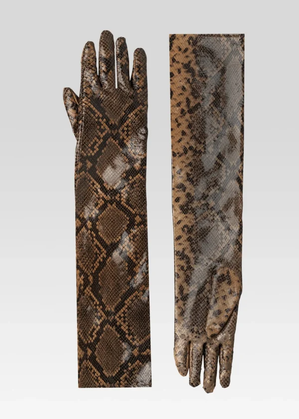 Neutral Moments*Retrofete Yani Leather Gloves Tannin Snake