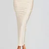 Honeymoon Looks*Retrofete Yara Lyrca Maxi Skirt Cream