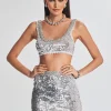 Honeymoon Looks*Retrofete Zed Sequin Crochet Top White/Silver