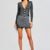 Dresses*Retrofete Zem Rib Knit Dress Metallic Black/Silver