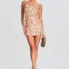 Guest Of*Retrofete Zhuri Embellished Dress Gold Seashell
