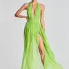 RETROFÊTE*Retrofete Zion Silk Chiffon Dress Lime Punch