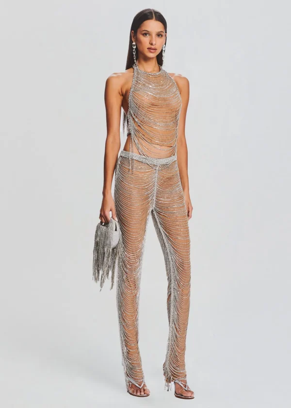 Neutral Moments*Retrofete Zoe Embellished Pant Tannin/Silver