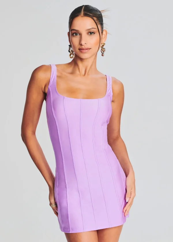 Exclusively Ours*Retrofete Zoe Lycra Mini Dress Lilac Purple