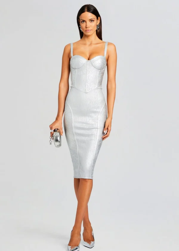 RETROFÊTE*Retrofete Zora Coated Knit Dress Coated Silver